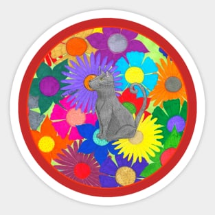 Floral Cat Sticker